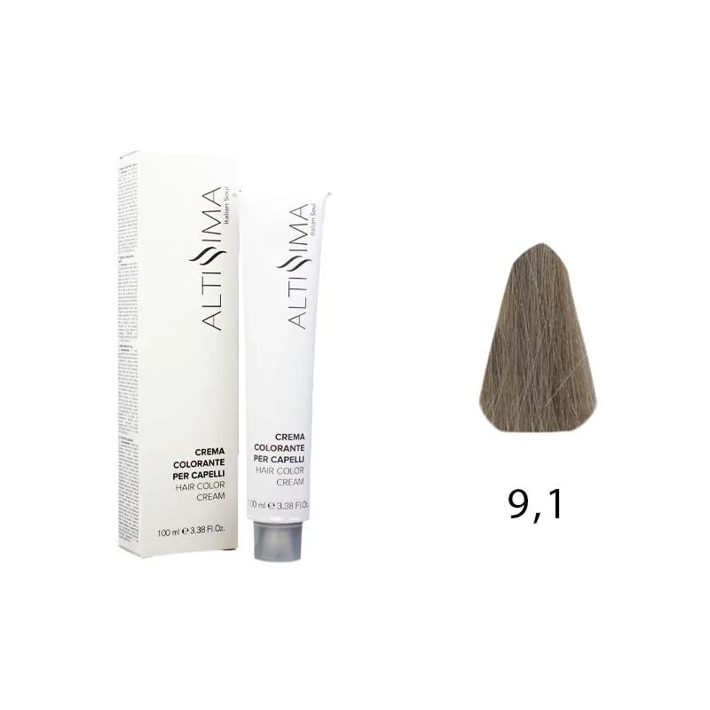 Colore Permanente Tintura Per Capelli 9.1 Biondo Chiarissimo Cenere Altissima 100ml