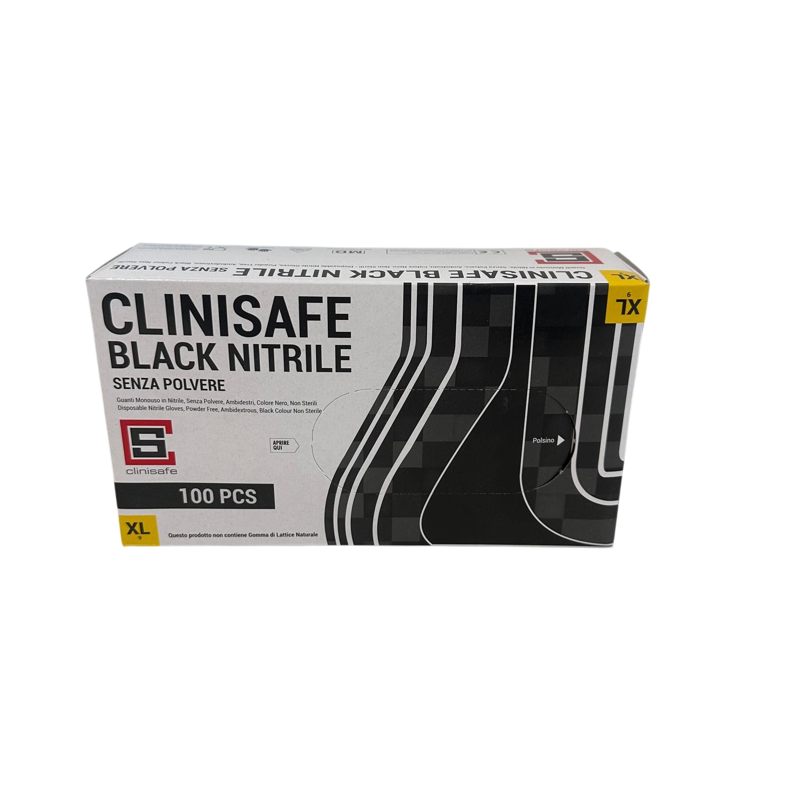 Guanti in Nitrile Neri senza polvere taglia XL Clinigloves 100pz
