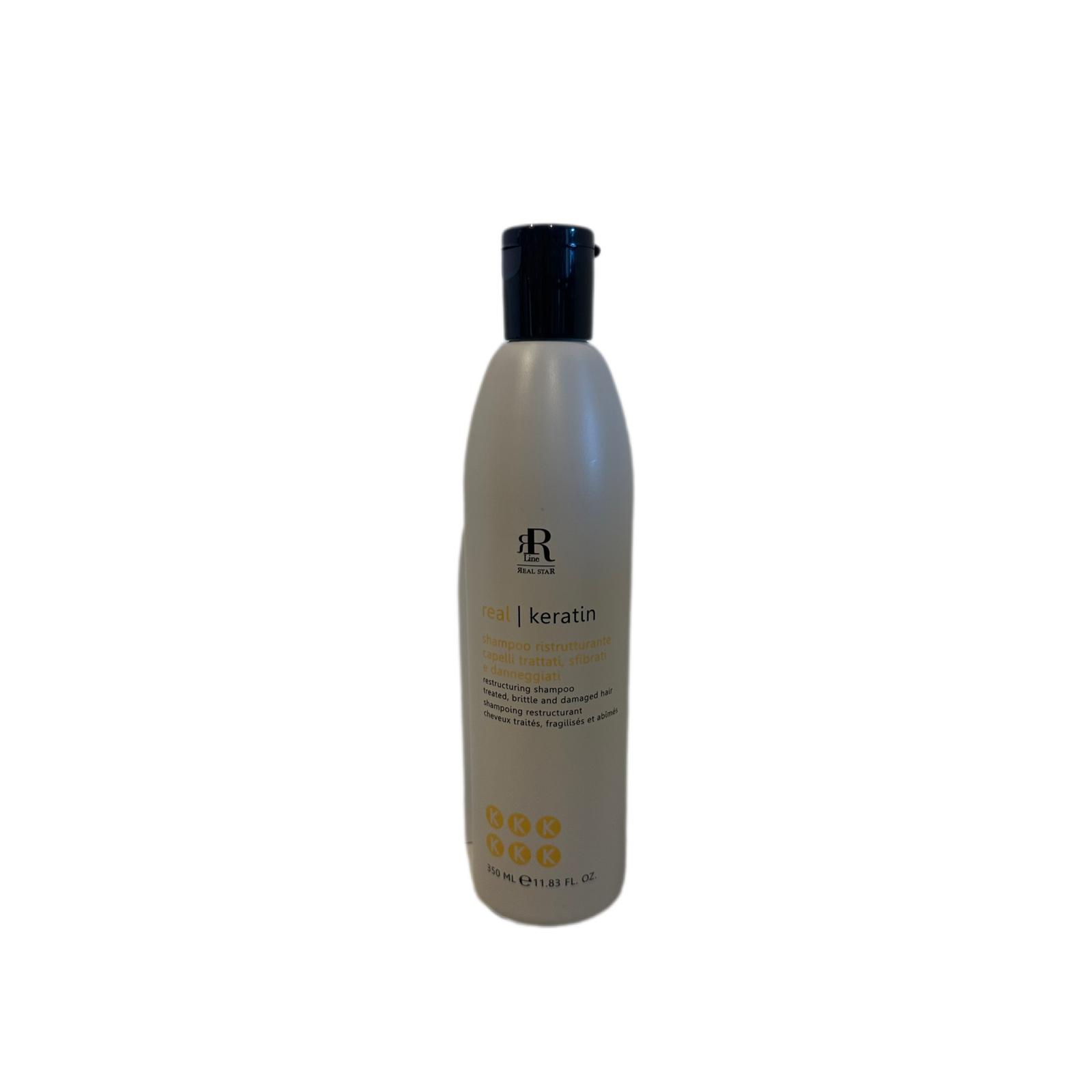 Shampoo Ristrutturante Per Capelli Trattati e Sfibrati Keratin RR line 350ml
