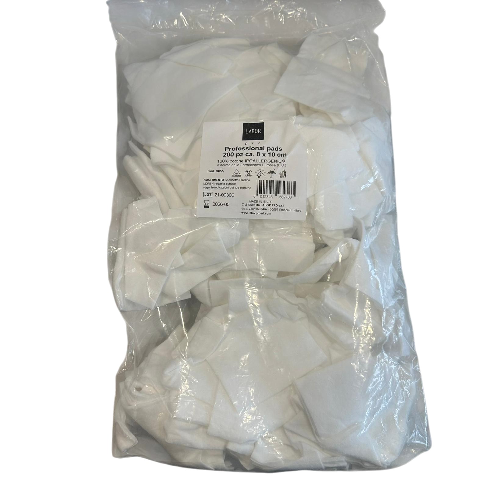 Pads Ipoallergenico 100% Cotone Pretagliato 8x10cm Labor 200pz