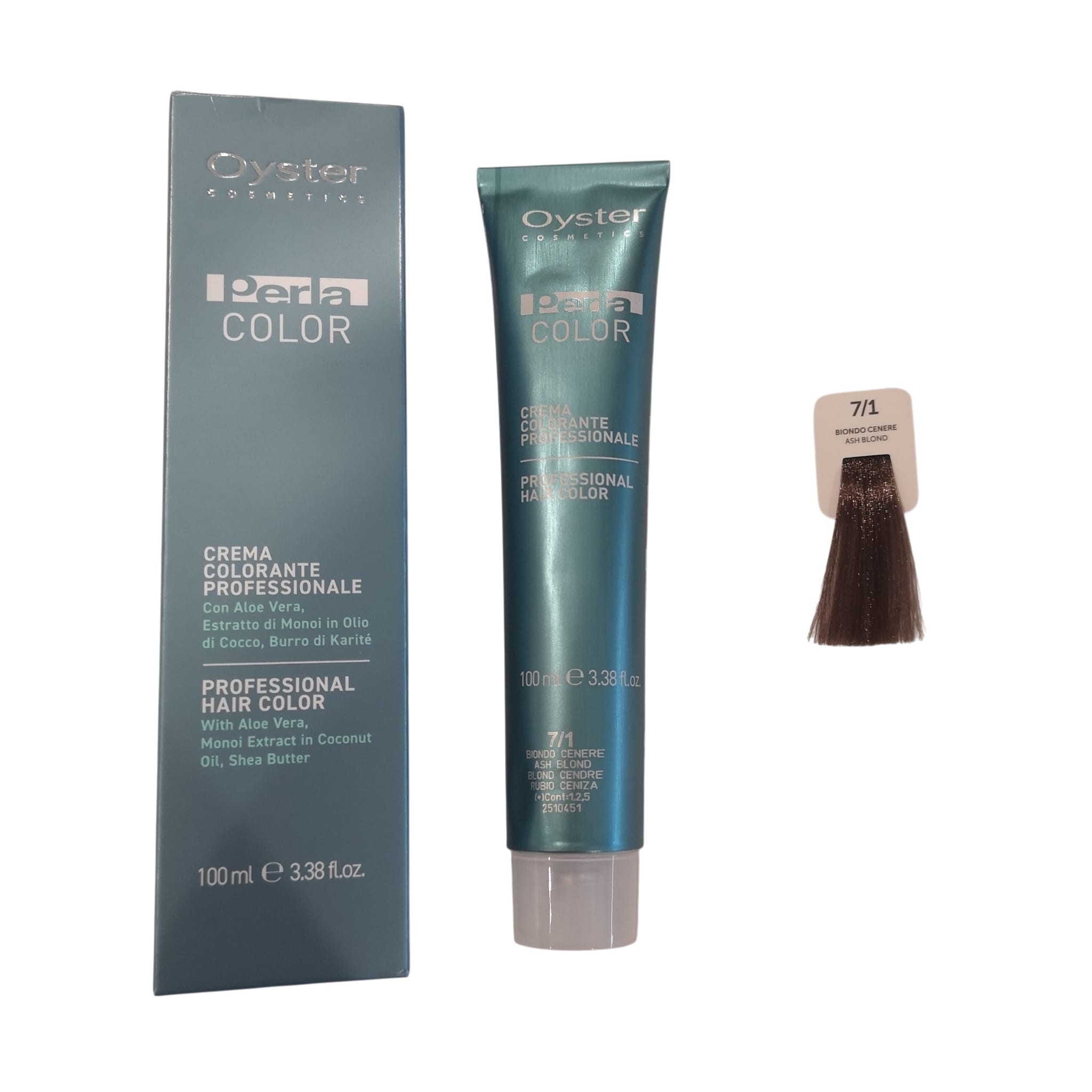 Colore Capelli Professionale N. 7/1 Biondo cenere Perla Color Oyster Cosmetics 100ml