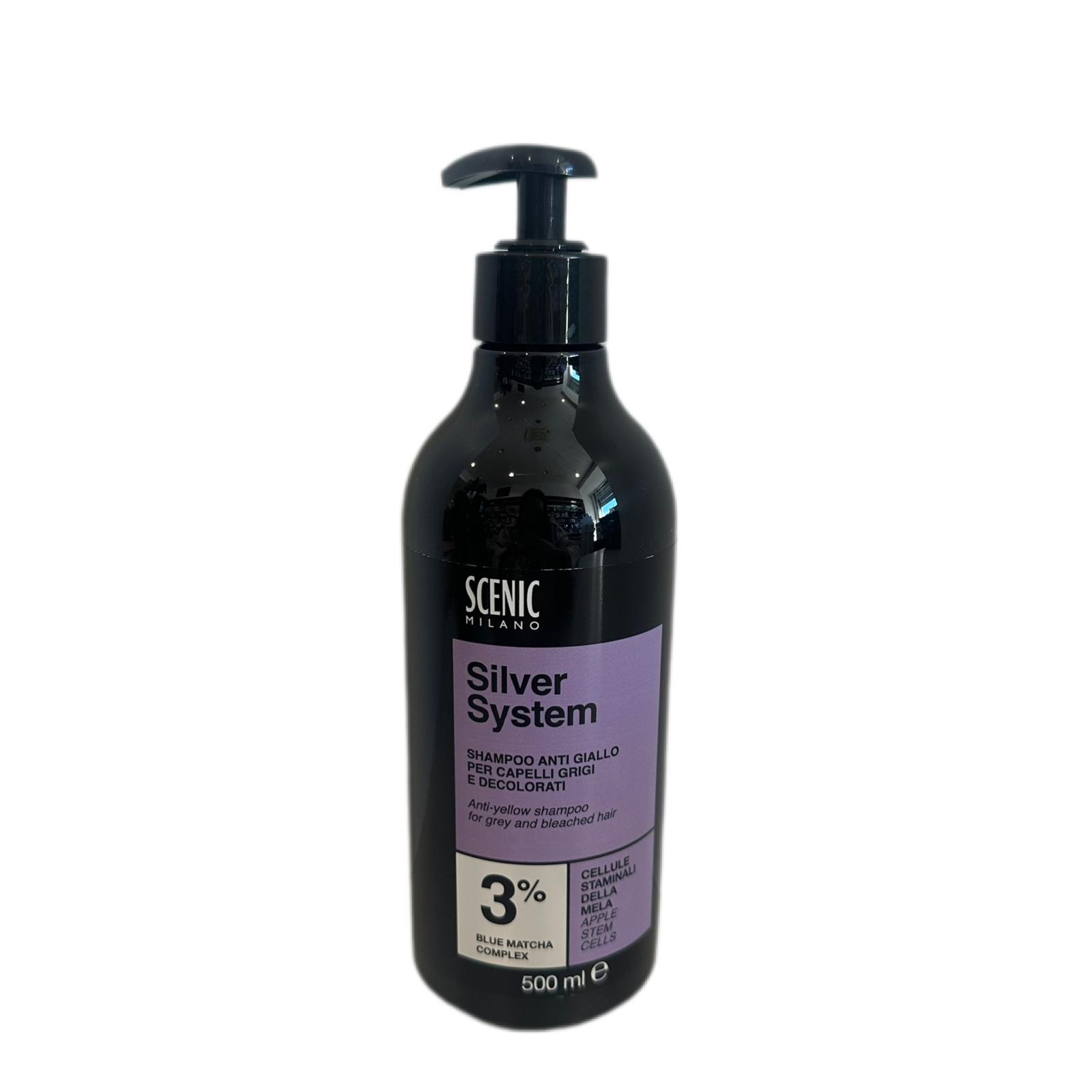 Shampoo Anti giallo Per Capelli Grigi e Decolorati alle Cellule Staminali Della Mela Scenic 500ml