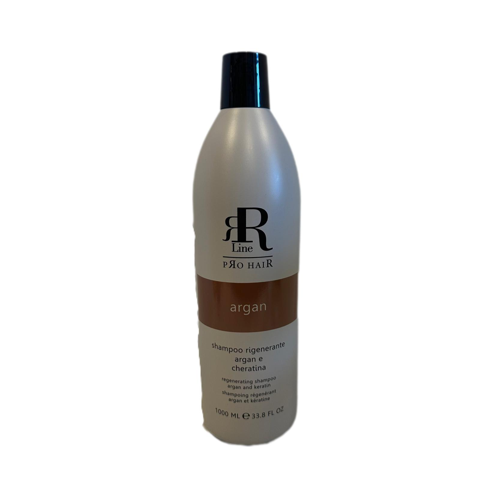 Shampoo Rigenerante Per Capelli Sfibrati e Crespi Argan e Cheratina RR line 1l