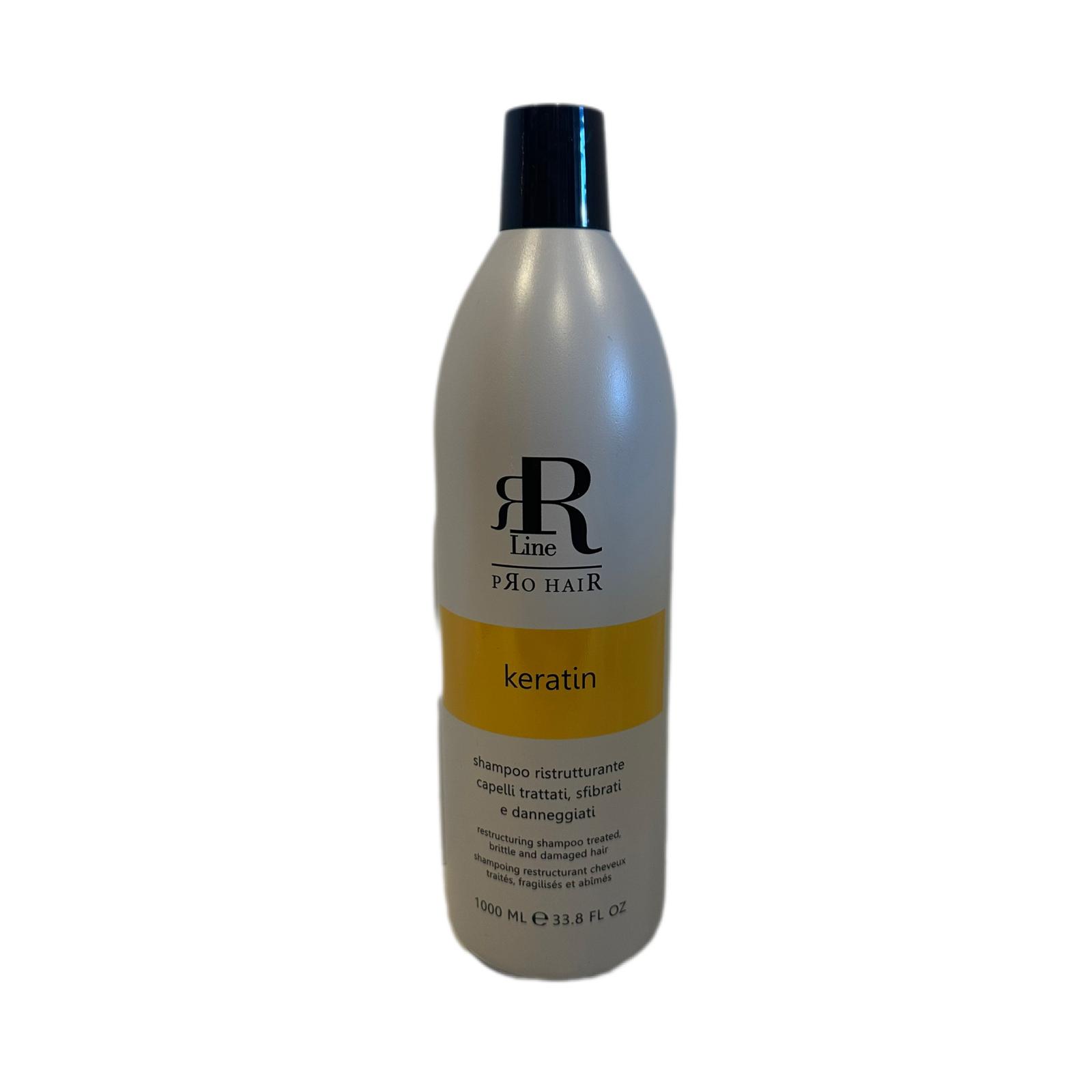 Shampoo Ristrutturante Per Capelli Trattati e Sfibrati Keratin RR line 1l