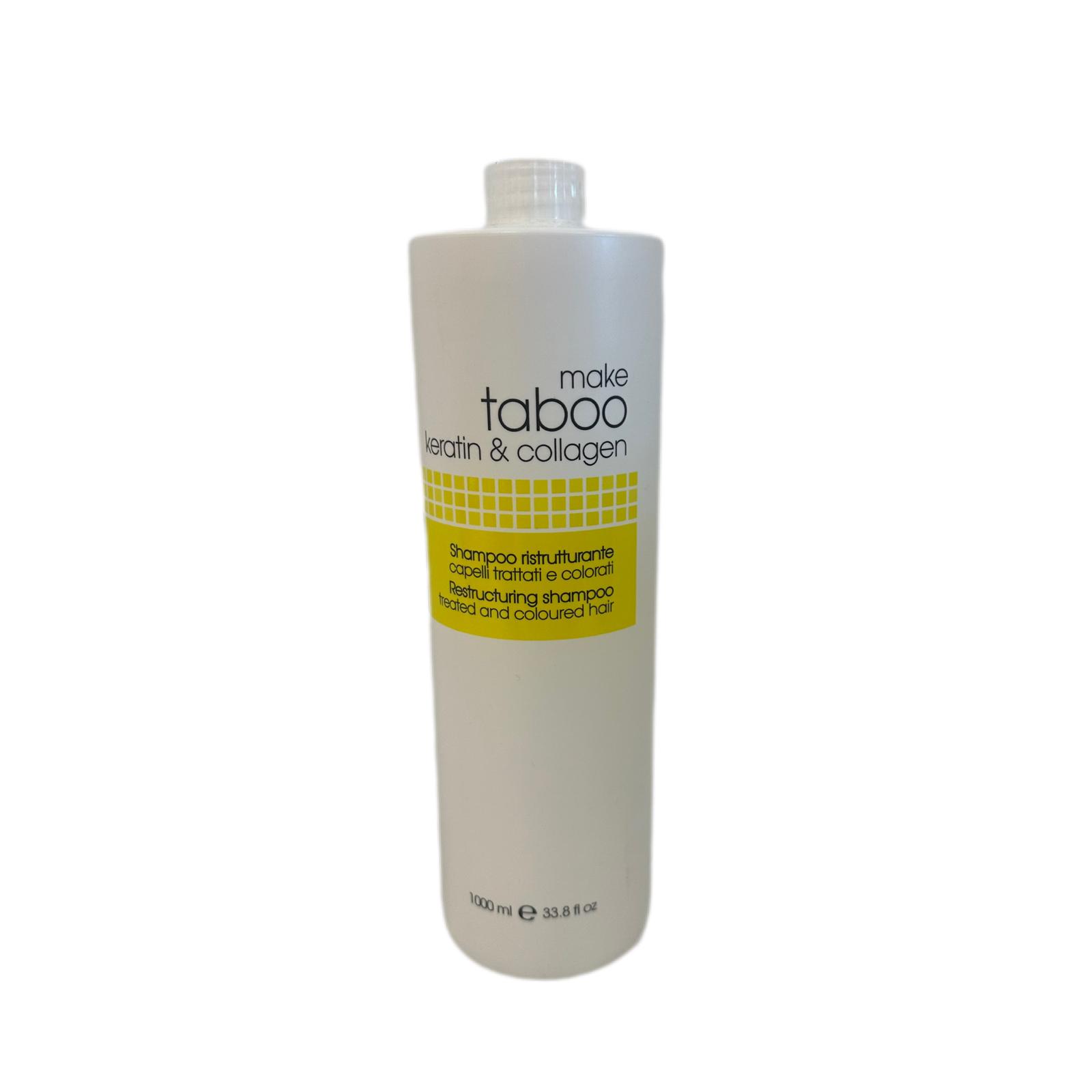 Shampoo Ristrutturante Keratin e Collagene Per Capelli Trattati Make Taboo 1l