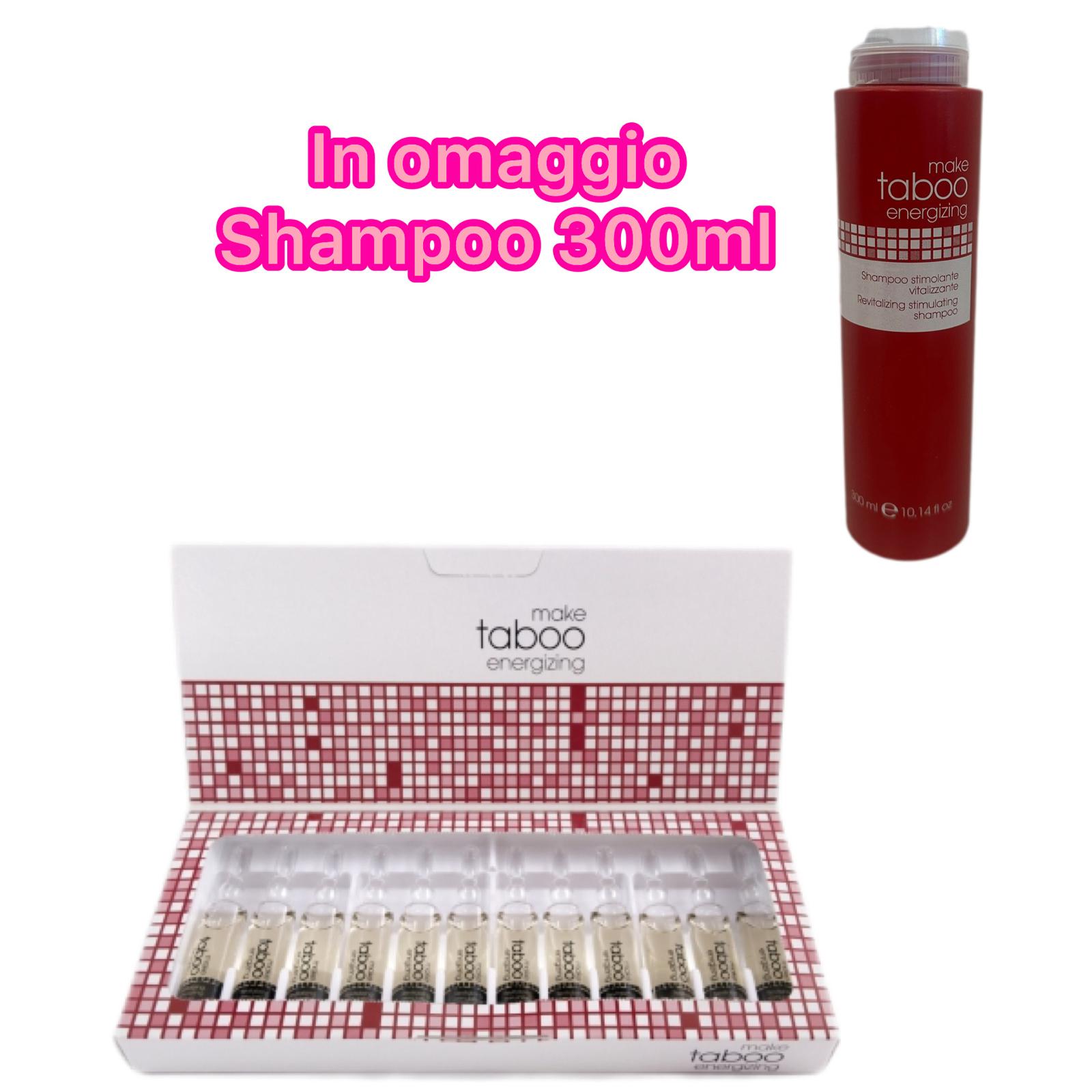 Kit  Anticaduta Lozione Energizzante 12 Fiale più Shampo Stimolante 300ml In Omaggio Make Taboo